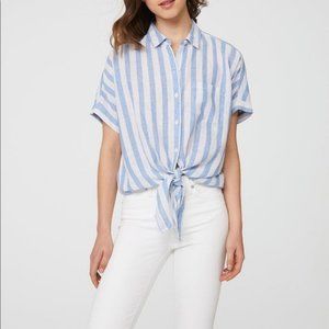 beachlunchlounge Blue and White Striped Button Down Shirt